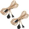 Hotloop 2 paia Portalampada E27 con Spina E Interruttore, Cavo Elettrico Corda di Canapa 4,5m Con Porta Lampadina Bakelite per DIY Portalampade a Sospensione, Vintage Lampadina, Edison retrò Lampada