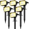 nipify 6 Pezzi Faretti Solari da Giardino con Sensore di Movimento, 3 Modes Lampade da Giardino Potenti Impermeabile Luci Solari Esterno Energia per Cortile Vialetto (Bianco caldo)