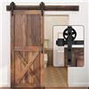 WINSOON 5FT/150cm Binario Porta Scorrevole per Singola Porte Binario Esterno Muro Nero Kit Porta Scorrevole, Nessuna Porte
