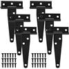 Chstarina 6 Pezzi 4 Pollici Cerniere a T Resistenti, 100mm Cerniere a T Zincata, Cerniere per Porte, Cerniera a cancello per porte in legno, in Ferro Forgiato Nero