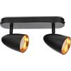 EDO lampada da soffitto a doppio spot OVO 2 nero oro lampada da soffitto LED IP20 GU10 a 2 lampade, lampada spot orientabile GU10 faretto, lampada da soffitto 230V per soggiorno, anello oro EDO777239