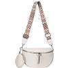 GSenhui Marsupio da donna alla moda, borsa a tracolla, piccola borsa a tracolla da donna, tracolla larga con portafoglio e tracolla regolabile, hip bag in pelle, colore nero, D04-bianco, taglia unica,