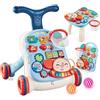 Maycoly Primi Passi per Bambini, 3 in 1 Girello per Bambini, Piastra da Gioco Rimovibile, Centro di Attività Educativa Precoce, Girello con Ruote in Gomma, Giocattolo per Bambini 6+ Mesi, Blu e bianco