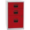 Bisley Home - Armadietto PFA, 2 cassetti universali, 1 cassetto HR, Metallo, 506, Corpo Grigio Chiaro, Frontali Rosso cardino, 40 x 41,3 x 67,2 cm