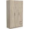 Demeyere Armadio Guardaroba Moderno con 3 Ante e 2 Cassetti 4 Nicchie, Colore Rovere Kronberg, 119.4 x 51.1 x 203 cm, Legno Ingegnerizzato