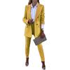aromm 2 Pezzi Tute da Donna Elegante Manica Lunga Revers Blazer & Pantaloni Lavoro Ufficio Set di Abbigliamento Giallo, L