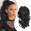 Dcbaboo Coda Capelli Extension con Pinza Posticci per Capelli Ricci 30cm Extension Coda Finta Corta Coda di Cavallo Capelli Mossi Ponytail Sintetici Naturali Ondulati, Jet Nero