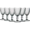 Cooké home Set di 6 calici trasparenti eleganti in vetro, set di bicchieri per acqua vino bibita birra vetro vetro vetro colorato 330cc tipo Sidari Rilievo rombo stile Art Déco colore bianco