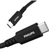 PHILIPS Cavo di ricarica da USB-C a USB-C, 6 m, 60 W, certificato USB-se, compatibile con iPad Pro, MacBook Pro, Samsung Galaxy S21/S10/S9/S8/Plus, Google Pixel 5/C/3/2/XL, nero, DLC4106C/37