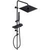 Görbach Colonna Doccia Acciaio Inox senza Miscelatore, Colonna Doccia idromassaggio con Asta Doccia Regolabili e Mensola, Set Doccia a Pioggia con Soffione 30×30 cm Nero