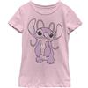 Disney Maglietta a Maniche Corte da Ragazza Lilo & Stitch-Big Angel, Colore: Rosa., XS