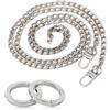 RDNKVB Catena a Tracolla in Metallo Ferro con Fibbia per Borsa 120cm di Ricambio + 2pz Anello Rotondo per Borsa 25mm Regolabile Tracolla a Catena per Borse Fai da Te Argento