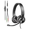 NGS MSX11 PRO - Cuffie On-Ear con Microfono Flessibile, Conessione Jack da 3,5mm e Doppio Adattatore Jack per PC, 20 Hz, Nero, Large