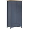 vidaXL Armadio a 2 Ante Hill Range Grigio 89x50x170cm Massello di Pino