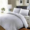 HUNTER BEDDING 100% cotone egiziano, 1 copripiumino con 2 federe - 600 fili, copripiumino con cerniera - raso e accogliente set di biancheria da letto europeo 3 pezzi, a righe bianche, king size.