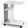 BAKAJI Tavolino Soggiorno da Caffe Porta PC Tavolo Salotto Laterale Divano in Legno MDF con 2 Ripiani Libreria Design Moderno con Ruote 45 x 30 x 56 cm