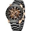 BENYAR Orologio da Uomo Cronografo Analogico al Quarzo Impermeabile Luminoso Sportivo Affari Orologio da Polso Cinturino in Pelle/Acciaio Inox Regalo per Uomo,Marrone-2