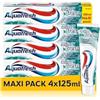 Aquafresh Active Fresh Dentifricio con mentolo, Alito Fresco, Pulizia Attiva, previene le Carie, Maxipack 4x125 ml