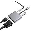 CHAIN PEAK 4 In 1 Type C Hub USB, Doppio Schermo, da USB C a 4K HDMI, Adattatore VGA e Ricarica USB 3.0 per MacBook Pro/MacBook Air/iPad Pro/Samsung Galaxy S9 S10 / Dell XPS/ChromeBook/Laptop HP