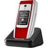 Easyfone T300 4G Telefono Cellulare per Anziani, Cellulare con apertura a conchiglia, Tasti Grandi, Volume alto, tasto SOS e base di ricarica (Rosso)