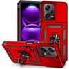SEAHAI Cover per Xiaomi Redmi Note 12 PRO 5G, Scorrevole [Protezione Fotocamera] Militare Antiurto Silicone Custodia, con 360° Anello Supporto Kickstand Rugged PC + TPU Bumper Case - Rosso