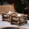 Gadgy Set Porta Candela Driftwood con tazza di vetro in stile rustico | Portacandele da tavolo | lanterne decorativa