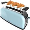 Cecotec Tostapane Verticale 1 Slot Lunga Toastin' time 850 Blue Long. 850 W, 2 fette di pane, fessura larga 3,8 cm, supporto per panini e vassoio raccogli briciole, in acciaio inox, blu