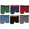 Bonjour Boxer per Ragazzi (Confezione da 6) Cotone Designer Fascia a Righe in Vita Tronco Boxer Intimo (Classico)(7-8 Anni)