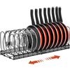 Housolution Porta Pentole e Padelle da Cassettone, Espandibile Porta Coperchi Pentole con 14 Scomparti Regolabili, Organizer Coperchi Pentole e Padelle per Cucina, Nero