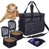 Zwini Borsa da viaggio per cani lavabile Borsa termica con scomparti, alimentatore pieghevole e bevitore (nero)