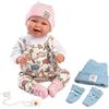 Llorens 1018481 - Bambola Tina-Tino con occhi azzurri e corpo morbido, bambola New Born con vestiti di ricambio rosa, blu, ciuccio e catenella ciuccio, 44 cm