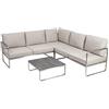 greemotion Set Lounge da Giardino Sydney, Set divani angolari con tavolino e Cuscini, Telaio in Acciaio Inox Spazzolato, Set mobili, Beige