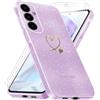 crisant Cover Per Samsung Galaxy A55 5G, Custodia Glitter Trasparente Morbido TPU Protettiva Custodia con 3 Pezzi Vetro Temperato Pellicola Protettiva Per Samsung Galaxy A55 5G