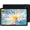 DOOGEE T30SE Android 14 Tablet 11 Pollici, 9GB RAM + 128GB ROM(TF 1TB) 2.4K Tablet PC, 8580mAh 4G LTE +5G WiFi Tablet con Sim, Luce Blu Bassa Tablet 13MP+5MP Octa-Core Tablet, OTG Widevine L1 Nero