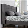 Zinus Dori 35 cm Sommier Plateforme Capitonnéavec Tête de Lit à Ailes | Sommier | Support à Lattes en Bois | Facile à Monter | 140 X 190 cm | Gris Foncé