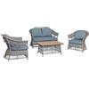 Giordanoshop Set Salotto da Giardino Divano 2 Poltrone e Tavolino in Rattan Jefferson Grigio