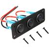 CGEAMDY 3 Gang Pulsante Interruttore Rotondo, 3 Gruppi Pannello interruttori a levetta LED, 3 Gang Rocker Toggle Switch Panel, Pannello Interruttore a Bilanciere Con Luce LED Blu per Auto, per Camion