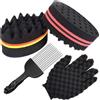 ARJDXDP 4 PCS Spazzola Spugna Capelli e Pettine Afro, Double Side Two in One Magic Twist Hair Sponge Afro Braid Style Dreadlock Bobine Wave Hair Curl Sponge Brush