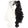 MapofBeauty 28/70cm Lungo Ricci Donna Intrecciato Parrucche (Bianco+Nero)
