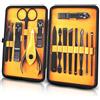 Groomarang Kit Manicure Da Uomo - 15 Pezzi | Tagliaunghie in Acciaio Inossidabile Per Unghie E Piedi | Strumenti Per Pedicure E Cura Di Mani E Piedi | Custodia Da Viaggio Similpelle Nera