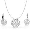 Crystalline Azuria Donna 18ct Placcato Oro Bianco Fiori Rose Cristalli Parure Collana con Ciondolo 45 cm Orecchini Monachella