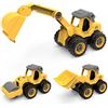 EYLM Giochi da Veicoli da Costruzione Set, 3 in 1 Viocattoli Assemblati con Trattore con Caricatore Frontale/Rullo Stradale/Escavatore, Giocattolo Educativo per Bambini di 3 4 5 6 anni