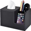 XNONE Scatola portaoggetti in pelle per fazzoletti quadrati, portatovaglioli con telecomando, scatola portafogli decorativa, dimensioni elevate, 22,3 x 13,4 x 14,4 cm, colore nero