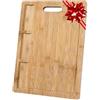 BlauKe Tagliere da Cucina in Legno di Bambù con Scanalatura per Succhi e Scomparti Integrati (43x32cm) - Tagliere in Legno Grande Professionale per Carni, Formaggi e Verdure - Vassoio da Portata in Bamboo