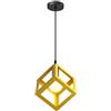 iDEGU Lampadario a sospensione moderno a Forma di Cubo Stile Geometrico E27 Lampada da Soffitto Vintage in Metallo per camera da letto, soggiorno, ristorante - 16cm, Giallo