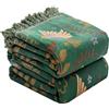 HOORDRY Copriletto double face in cotone bohémien, grande 3 o 4 posti, copriletto in tessuto jacquard, 230 x 250 cm, copriletto decorativo lavorato a maglia con nappe, verde chiaro/bianco