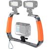AuyKoo Supporto per vassoio a doppio braccio in lega di alluminio per stabilizzatore piattaforma subacquea per GoPro Hero 13 12 11 10 9 8 7 6 Insta360 One DJI Action 2 fotocamera