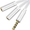 SUCESO Cavo Audio Microfono Cuffie Adattatore Jack 1M Sdoppiatore Microfono Cuffie Splitter Jack 3,5mm Maschio a 2 Femmina Cavo Audio Splitter per PS4,Xbox,Smartphone,PC,Altoparlanti e Laptop-Argento