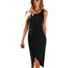 KBRPEY Vestito Senza Maniche Donna Elegante Abito Drappeggiato con Nodo Laterale Vestiti Eleganti da Cocktail Cerimonia Abito Midi Asimmetrico Vestito da Sera Formale
