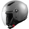 Generico Casco MPH Moto Demi Jet Scooter Star Grigio Opaco Visiera Lunga Grey Matt Taglia S